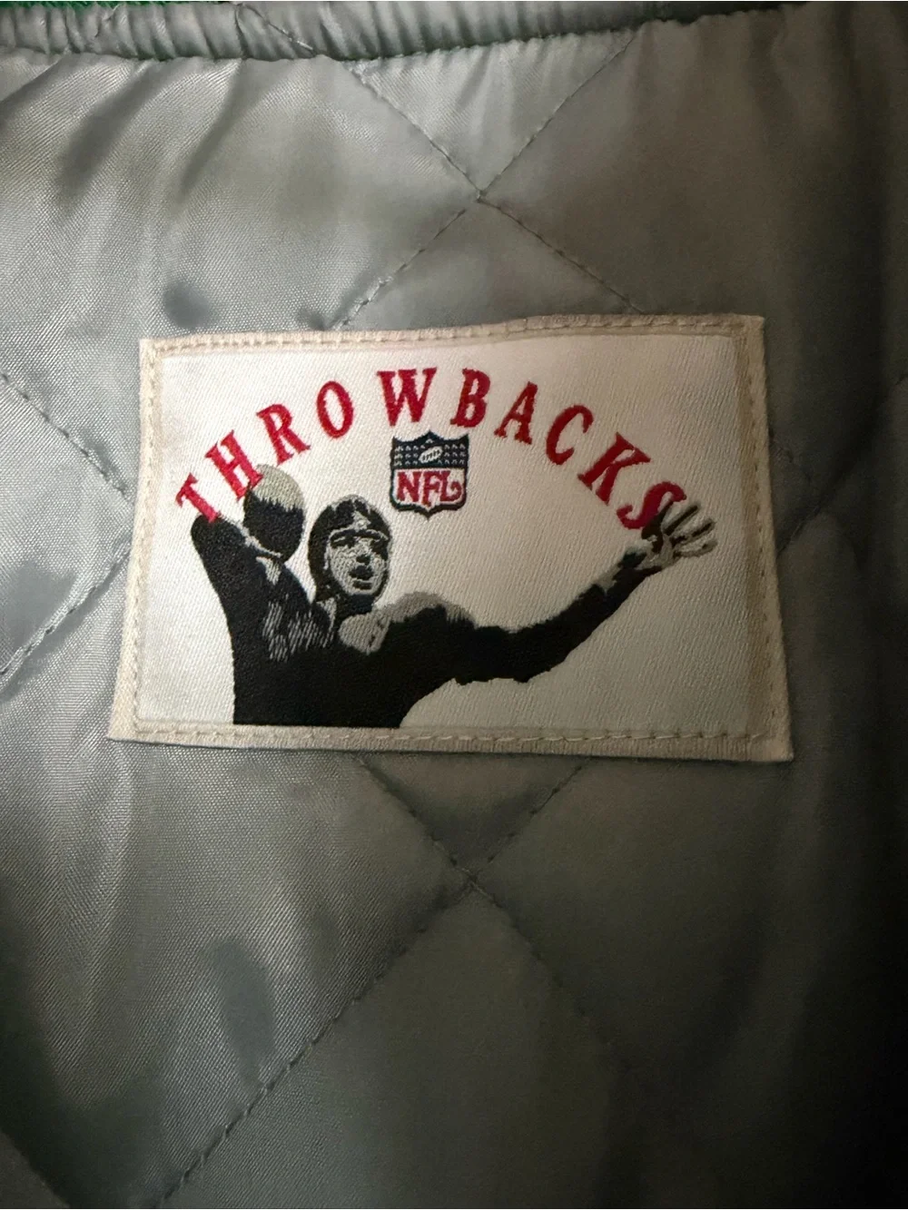 Mitchell and Ness Eagles Satin Bomber Jacket - Green/Gray/White New With Tags